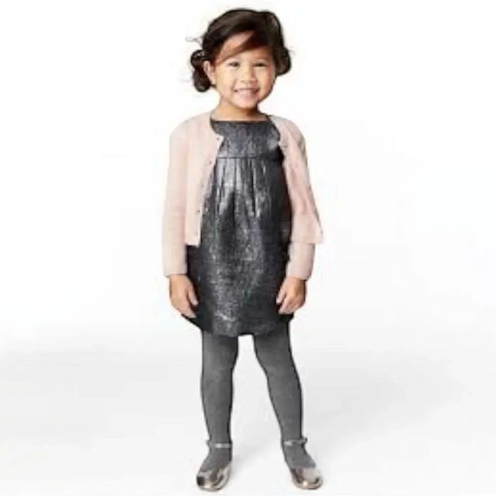 Gap Dress Festive Shimmer Party Platinum Baby Girl Size 18-24 Months